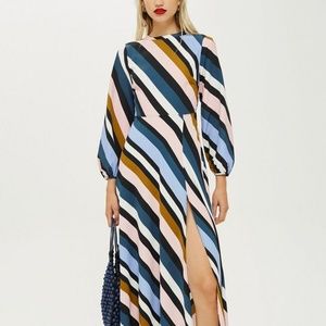 TOPSHOP Striped Open Back Dress